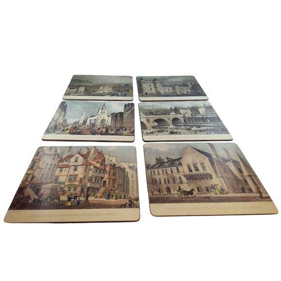 Vintage Lady Clare Edinburgh Scotland Placemats Set Of 6 With Historic Scenes - Picture 1 of 15
